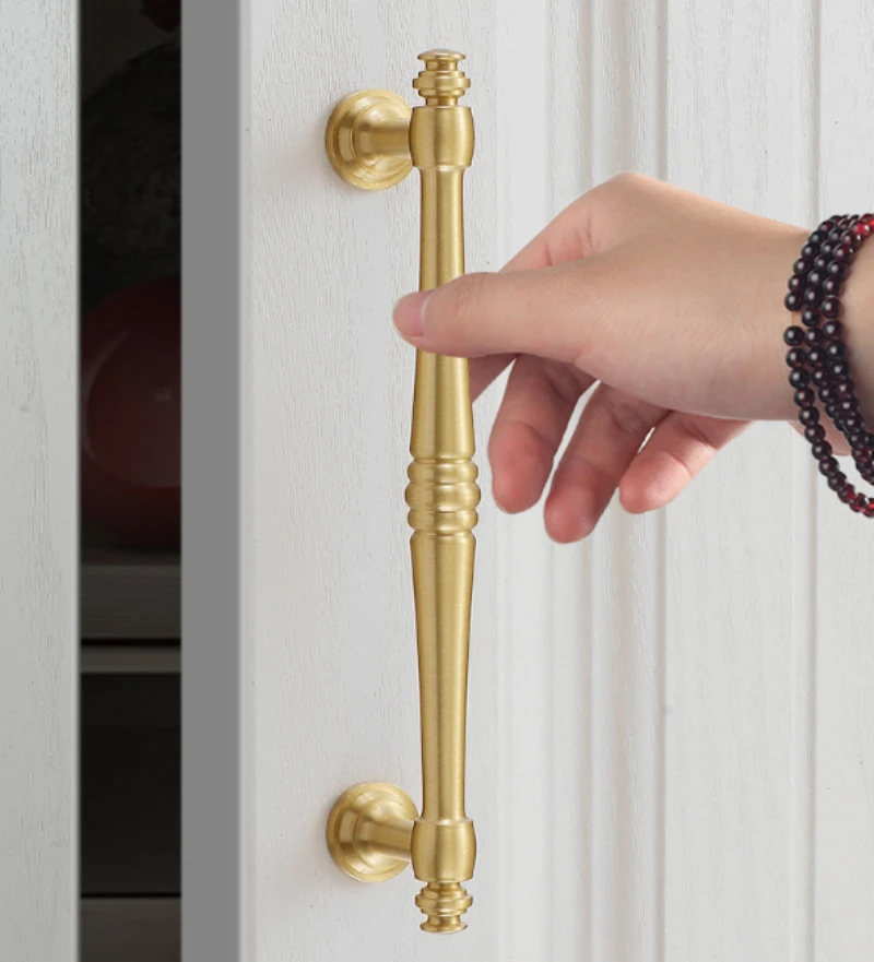 France Solid Brass Furniture Handles Golden Handles for Cabinets and Drawers Bedroom Wardrobe Dresser Knobs Shoe Cabinets Pulls