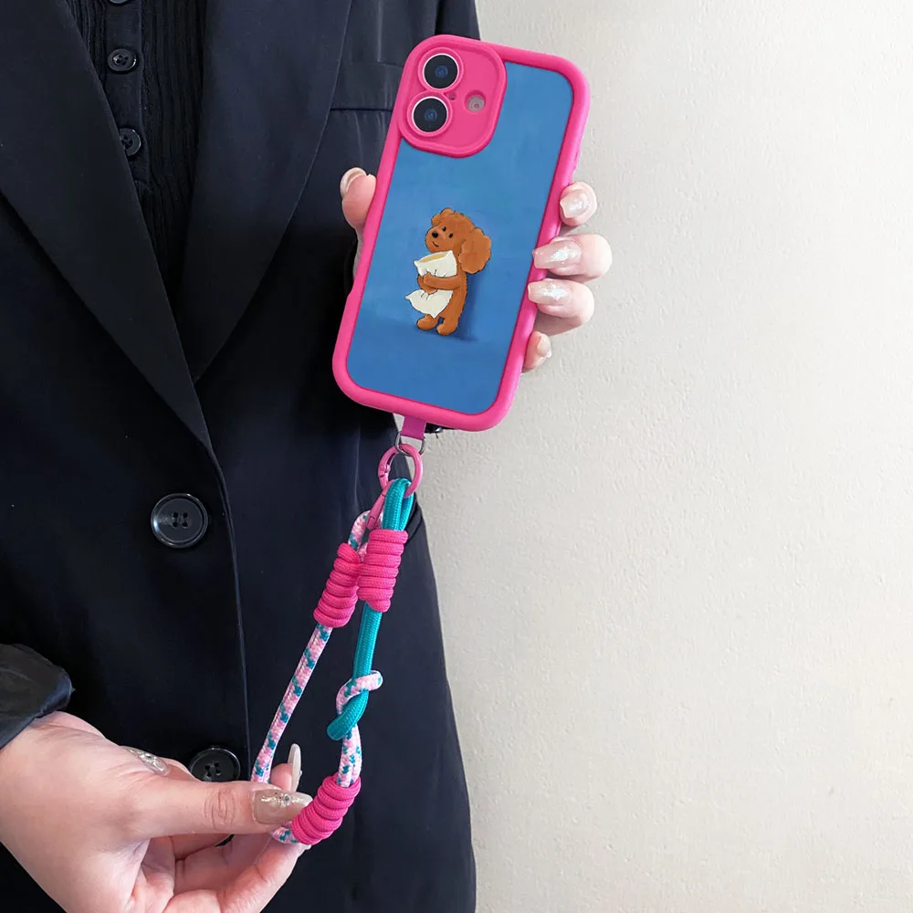 2025 novo colar cordão caso de telefone para xiaomi 14t 13t 12t 11t pro 15 14 13 12 11 lite ultra bonito cão crossbody cinta capa