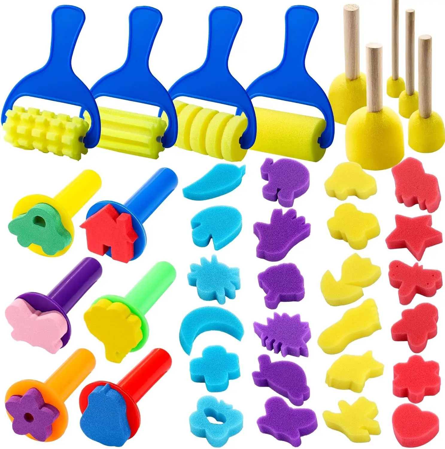 

39Pcs Sponge Paint Brushes for Kids, Toddler Art Craft Drawing Tools