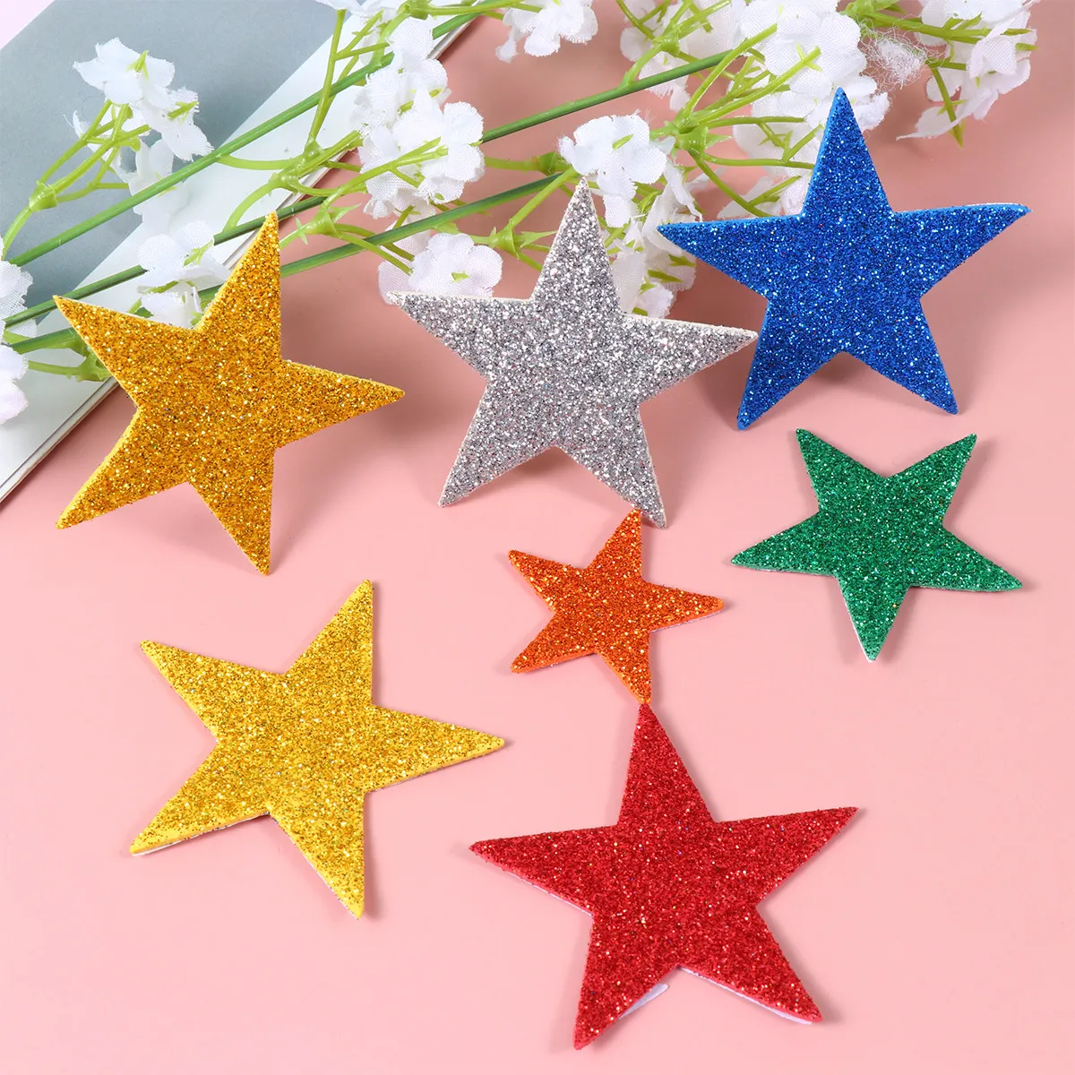 

100Pcs Eva Glitter Star Stickers Self Adhesive Colorful Sponge Stickers for Kids Classroom Decoration DIY Learning Teaching