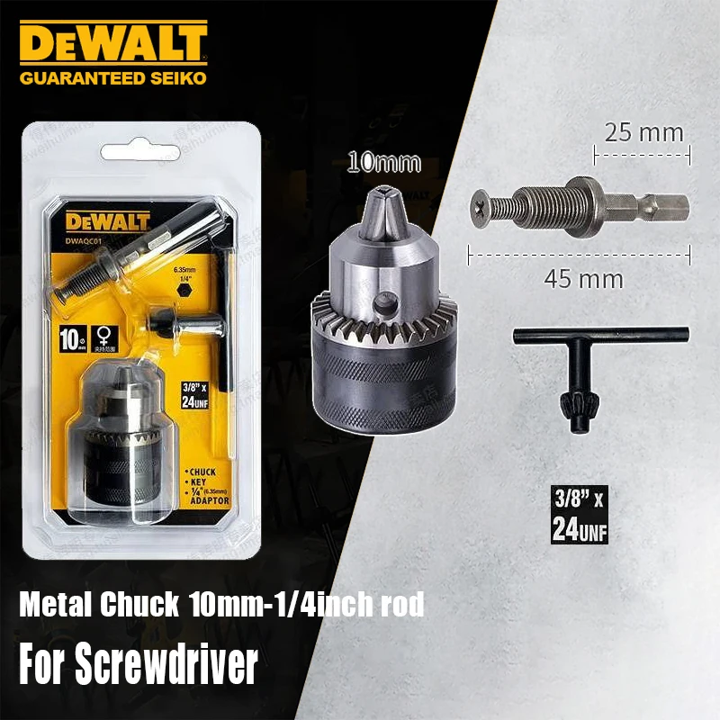 

Dewalt Tool Metal Chuck Converter From Electric Screwdriver To Drill Max 10mm Shank 1/4" Hex with Connecting Rod