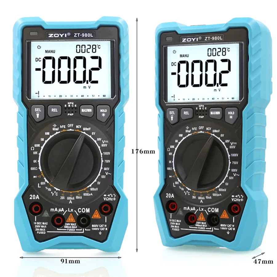 ZOYI ZT-980L digital inductor capacitor high precision multimeter inductor capacitor meter electrician anti-burning multimeter