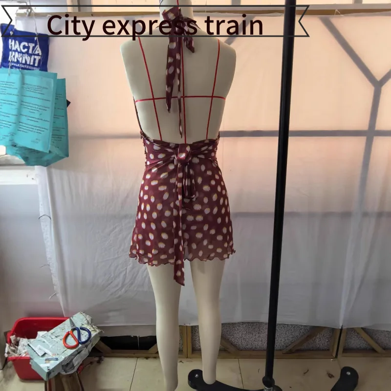 

Летняя повседневная льняная свободная юбка А-силуэта с цифровым принтом в горошек для женщин