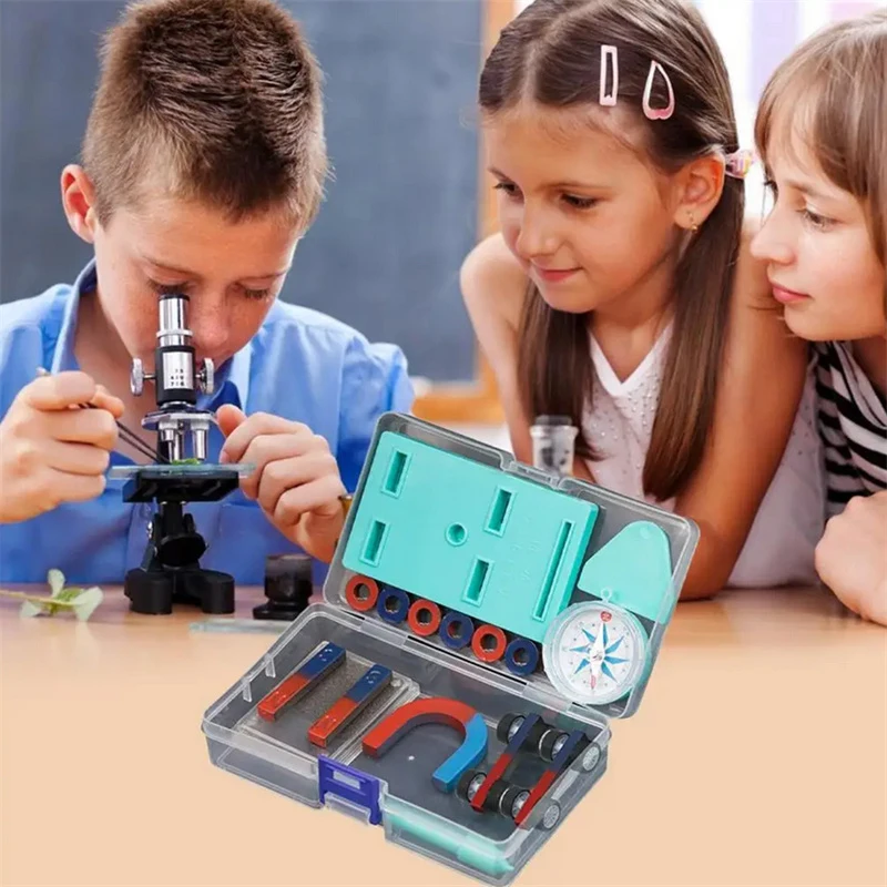 1 Set Labs Junior Science Magnet Set For Education Science Experiment Tools Icluding Bar/Ring/Horseshoe/Compass Magnets