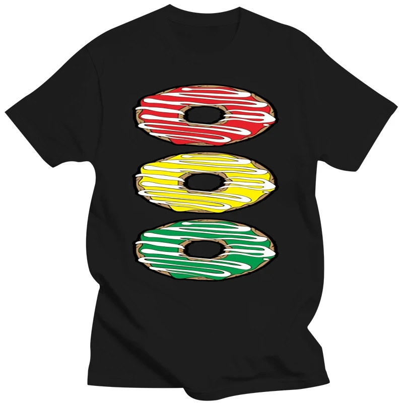 2018 New Men T-shirt Donuts Traffic Light T Shirt Red Yellow Green Black Tops & Tees Street Style Adult Clothes Funny Designer