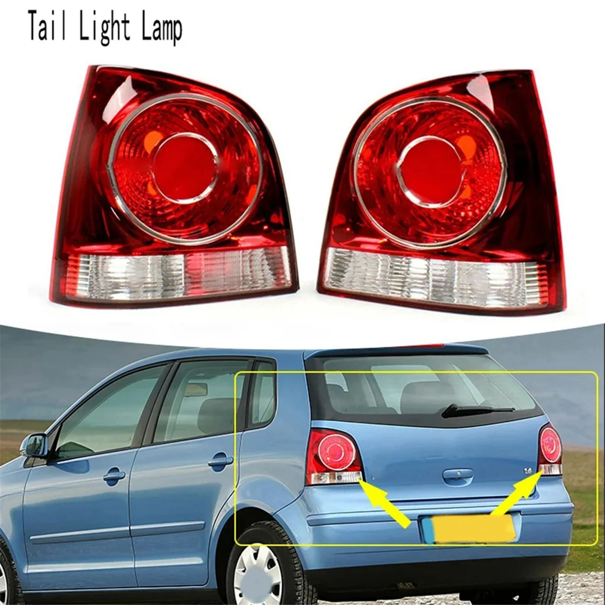 Car Left Rear Tail Light Lamp Housing Warning Bumper Light for VW POLO 9N 9N3 Hatchback 2006-2010