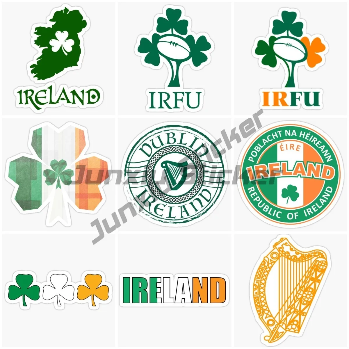 

Ireland Flag Decal Ireland Coat of Arms Sticker Vinyl Decal Self Adhesive for Car Trucks Vans SUVs Laptops Decal