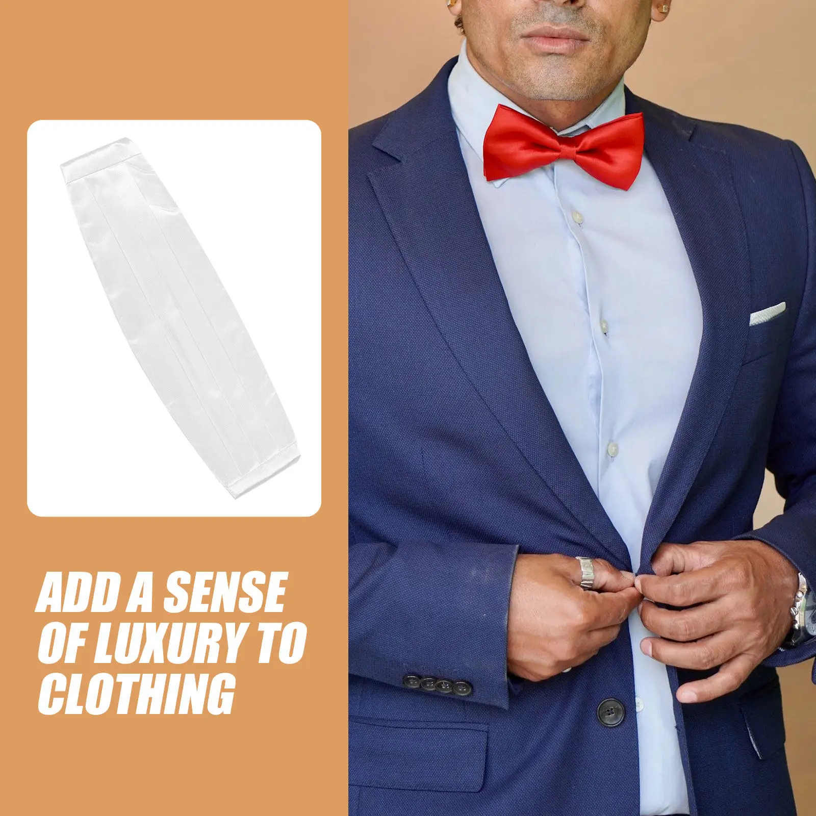 

Mens Cummerbund Formal Wear Suit Waist Support Stylish Solid Color Soft Comfortable Fit for Groom Tuxedo Wedding Ceremony