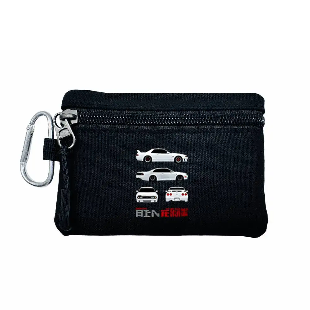 JDM Car Model Theme Mini Coin Purse Adjustable Lanyard Buckle Portable Cash Key Card Wallet for Men Daily Outdoor Carry