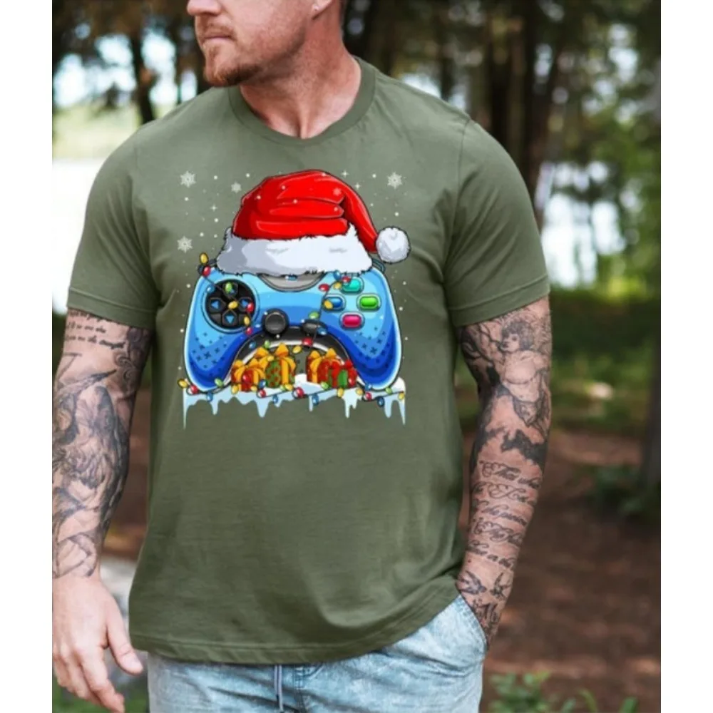 Christmas Gaming Controller Shirt Christmas Shirt for Men Gamer Christmas Tee Gaming Controller Santa Hat Sweater
