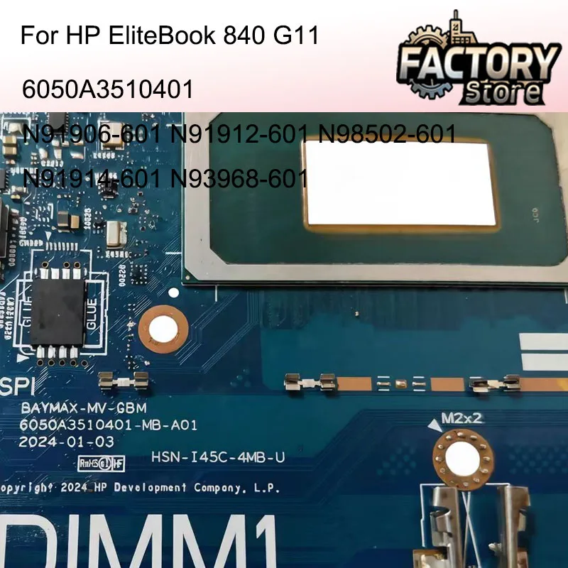 N98502-601 Laptop motherboard For HP EliteBook 840 G11 With CPU U5-125/135 U7-155/165  FRU :6050A3510401 ，N91906-601 100% test