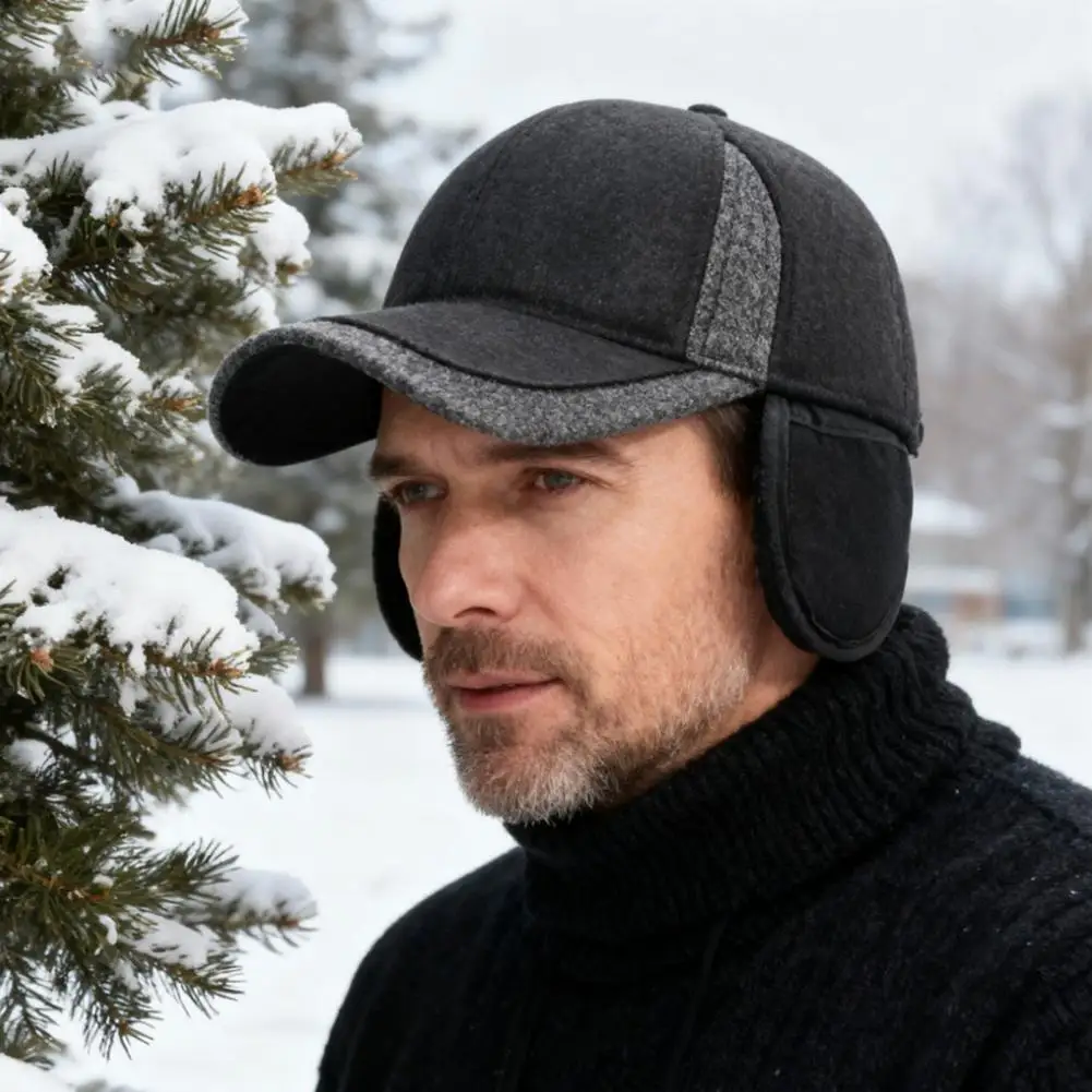قبعة شتوية مقاومة للماء بلغت ذروتها قبعة بيسبول شتوية مع حماية أذن قابلة للتعديل لكبار السن في منتصف العمر للدفء