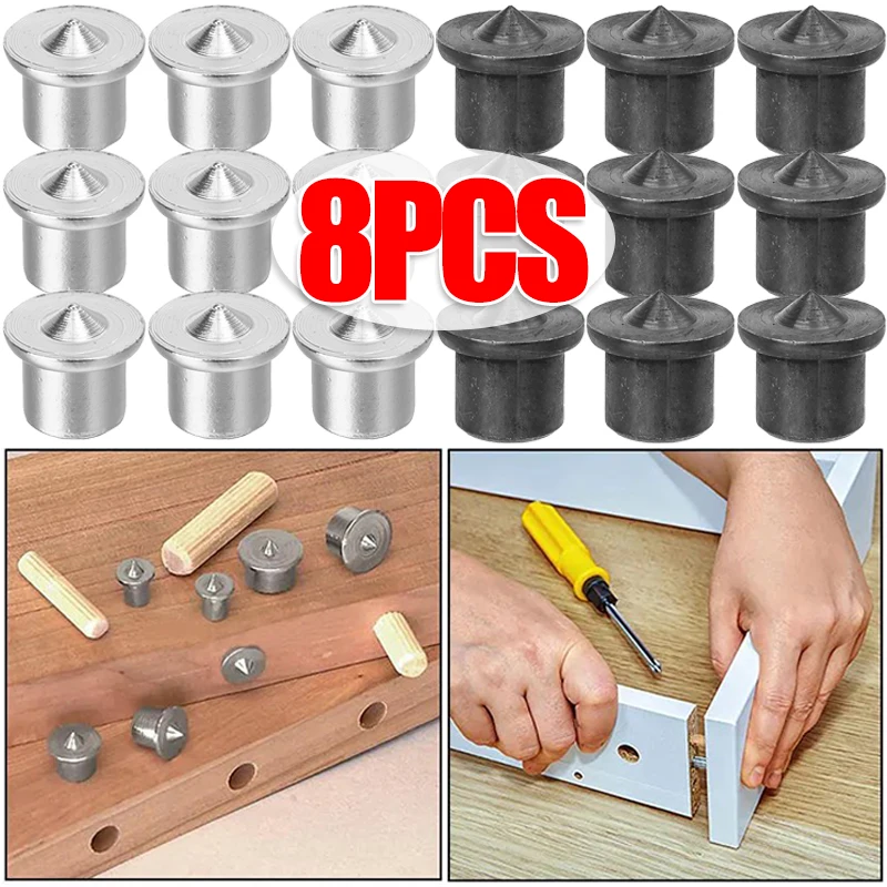 8PCS Wood Pin Locator Woodworking Panel Furniture Tenon Positioning Carpentry Log Dowel Tip Roundwood Rabbet DIY Center Punching