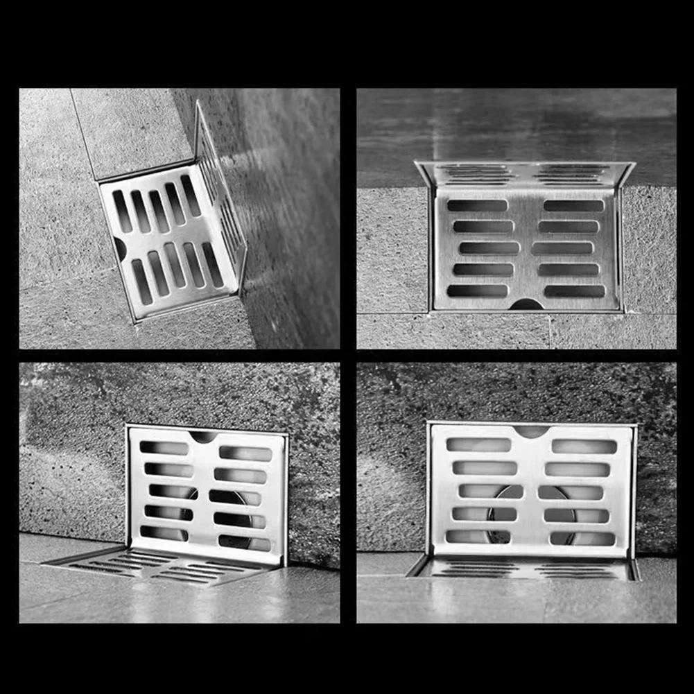 

Bathroom Floor Drainer Corner Drainage System 304 Stainless Steel Construction Modern Bathroom Decor For 50mm PVC Pipe