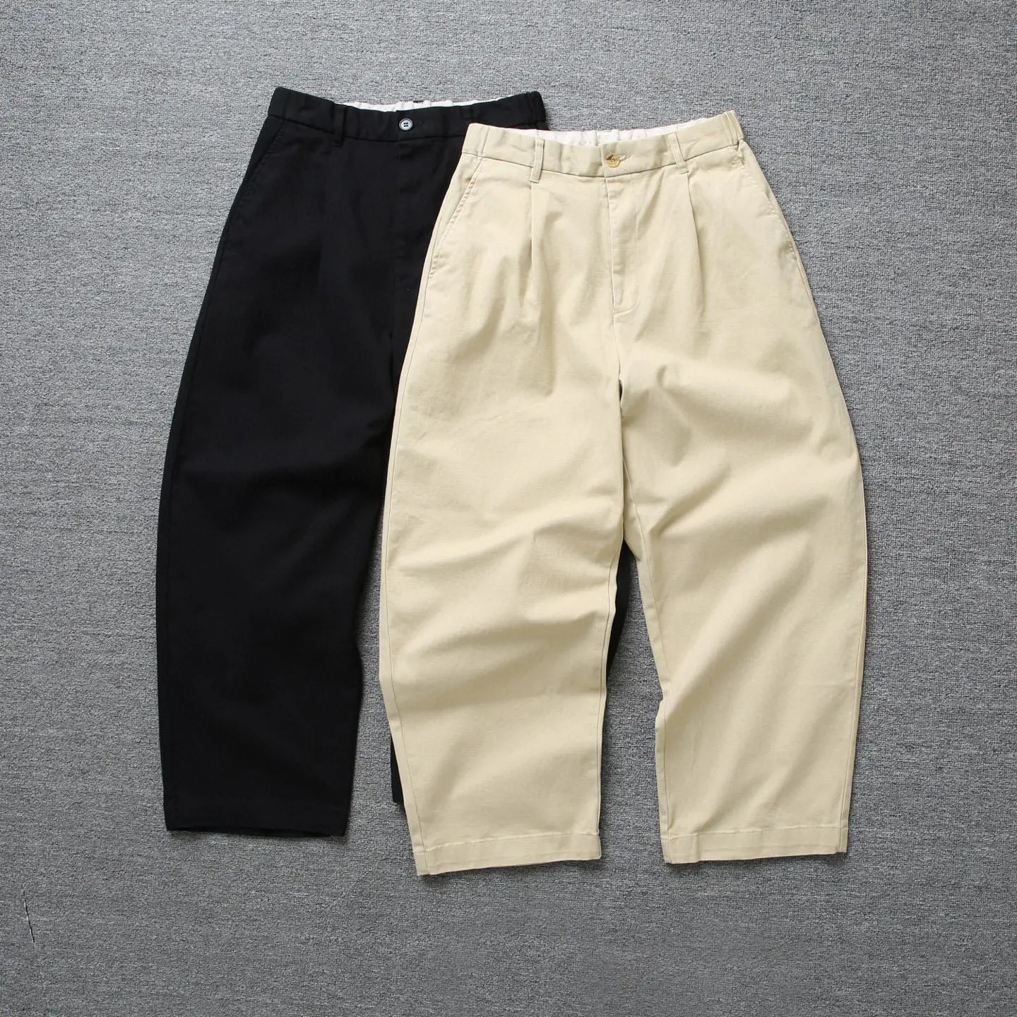 

Original Japanese Style Retro Casual Pants Men's Knife Silkworm Fabric Straight Leg Long Trousers Comfortable Cotton Blend