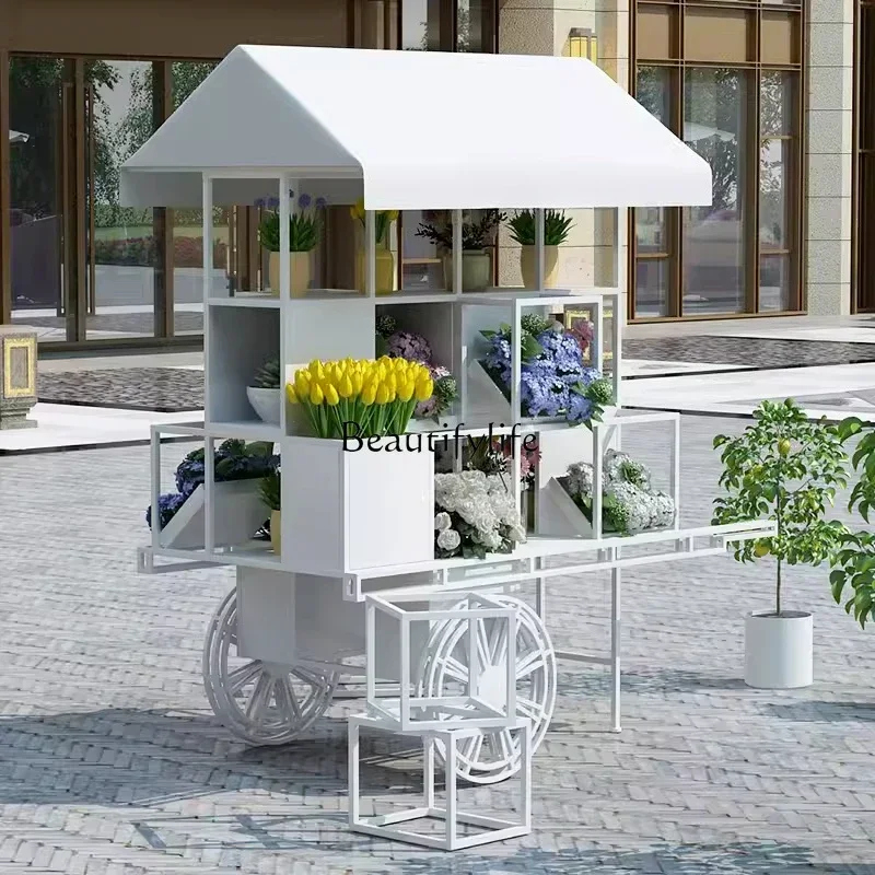 03.*Wrought iron float promotional car display stand market stall flower stall car indoor and outdoor flower shop mobile goods