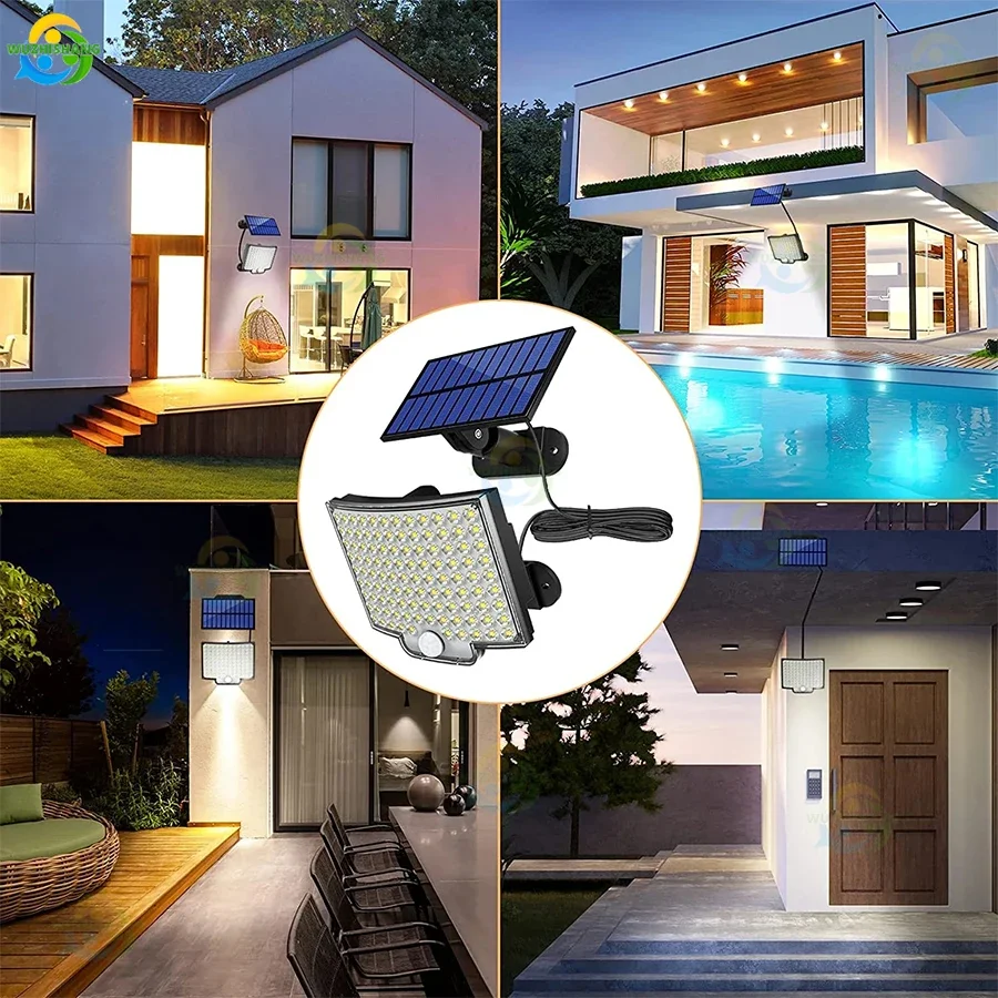 Aggiornamento 188 LED Solar Light Outdoor Super Bright Motion Sensor lampada da parete da giardino a LED solare IP65 impermeabile 4 modalità di lavoro