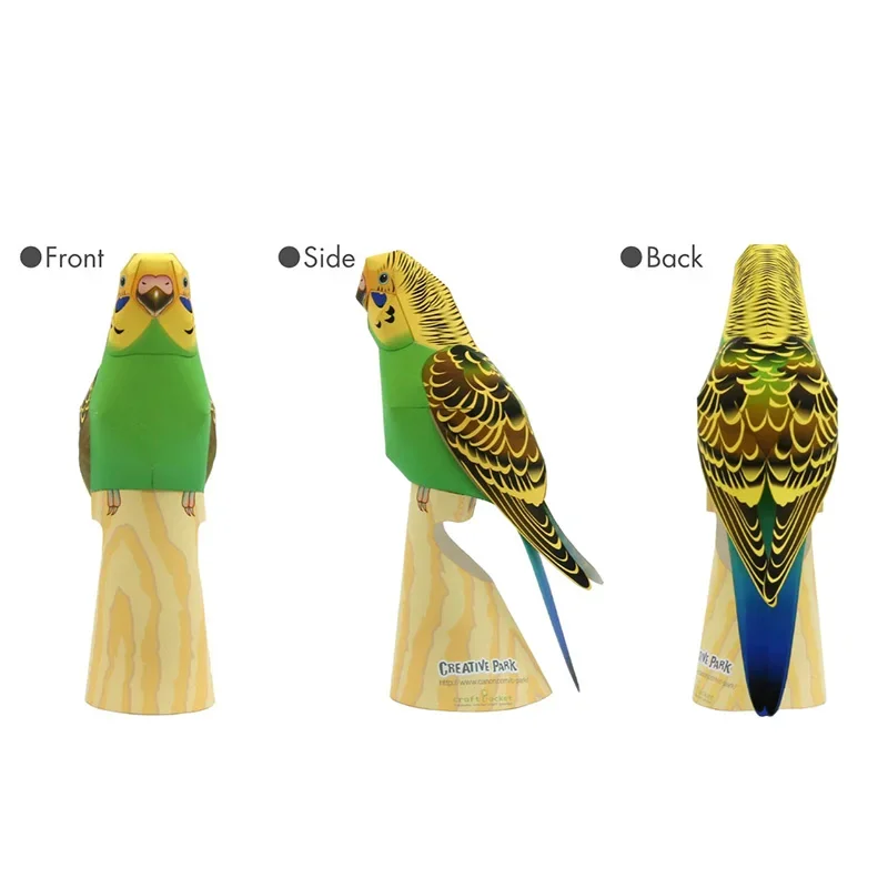 Budgerigar Parrot Bird Handmade Origami Art Folding Mini Cute 3D Paper Model Papercraft Animal DIY Kids Adult Craft Toys QD-028