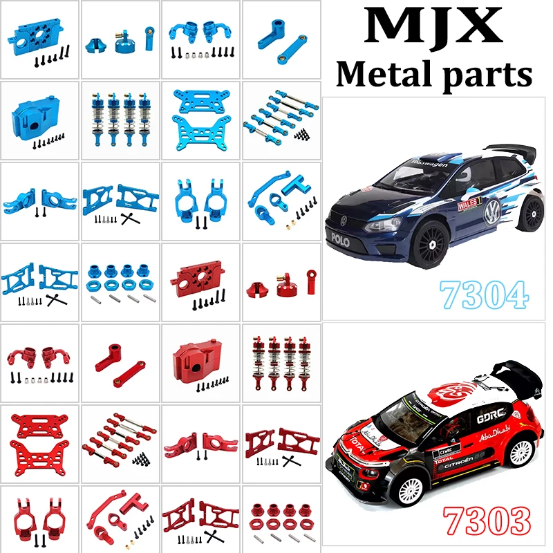 

MJX 1/7 7303 7304 RC Car Bule and Red Metal Upgrade Parts Rear Cup Steeringg Tie Rod Rear Lower Arm Shock Absorber Spare Parts​