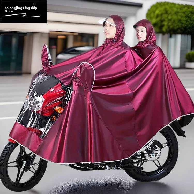 

Extra Large Double Person Raincoat Rain Poncho Ultra Wide Foot Rainwear Increased Size Unisex Portable Color Block Design