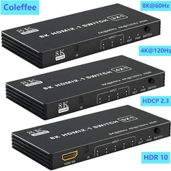 HDMI 2.1 Switch Splitter 120Hz 3/4/5-port HDMI 4K 120Hz Splitter Switcher CEC 48gbps HDMI 2.1 Switch 8K with remote Dolby Vison