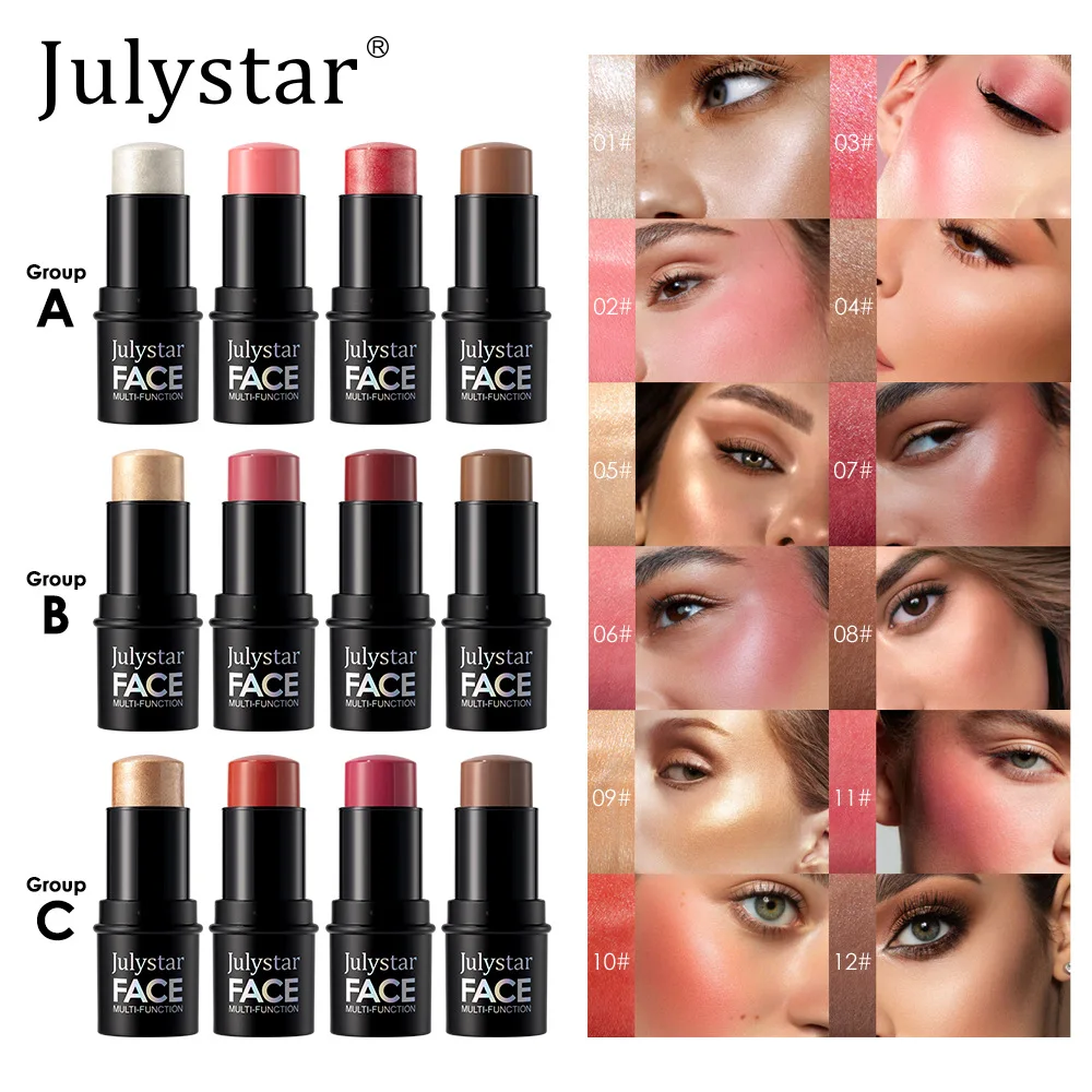 Bastão de preparação multifuncional, quatro pacotes, destaque, contorno, retoque, natural, fosco, blush, maquiagem facial