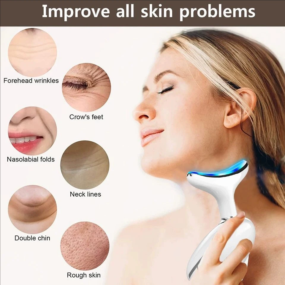Ems beleza pescoço instrumento microcorrente rosto pescoço dispositivo de beleza led fóton reduzir queixo duplo anti rugas aperto pescoço pele