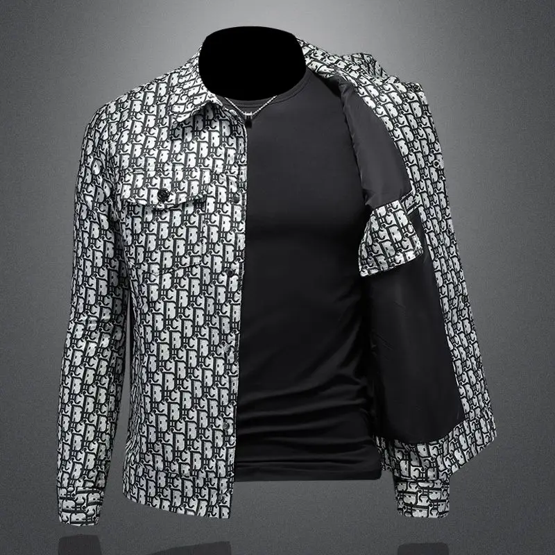 Chaqueta con cuello para hombre, traje de talla grande con estampado bonito, a la moda, para primavera y otoño