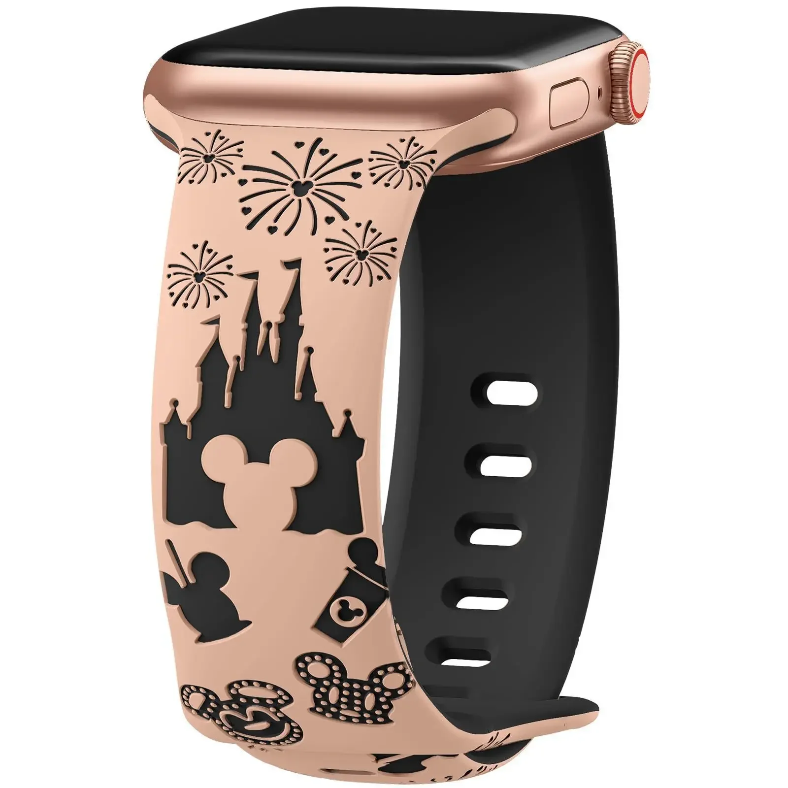 Two-tone Silicone Band Engraved Strap for Apple Watch8/7/ultra3456SE Sport Wrist bracelet