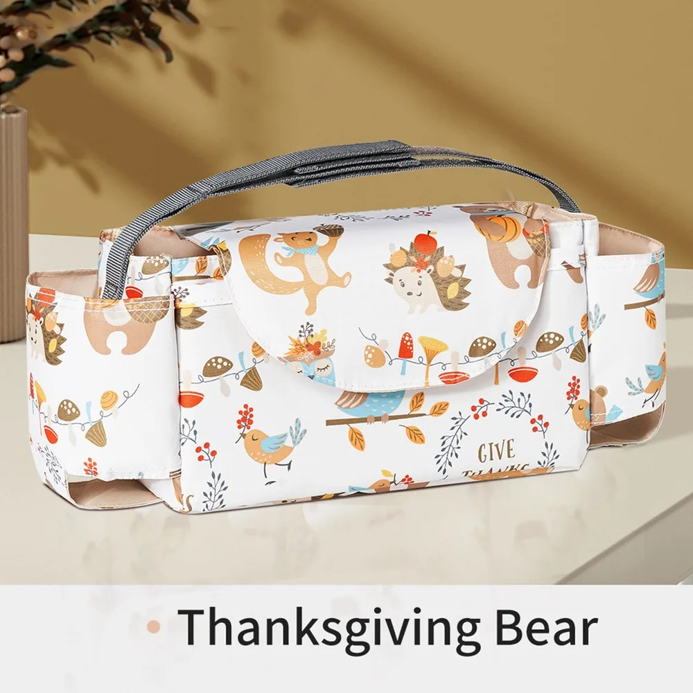 حقيبة عربة أطفال متعددة الوظائف مقاومة للماء مع جيوب متعددة لتخزين عربة الأطفال وحقيبة يد للأم ذات سعة كبيرة