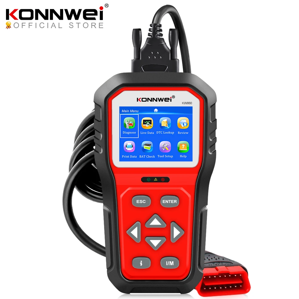 

KONNWEI KW860 OBD2 Car Scanner Obd 2 Automotive Diagnostic Tool Full Obd2 Funtion Car Tools Engine Code Reader Free Update