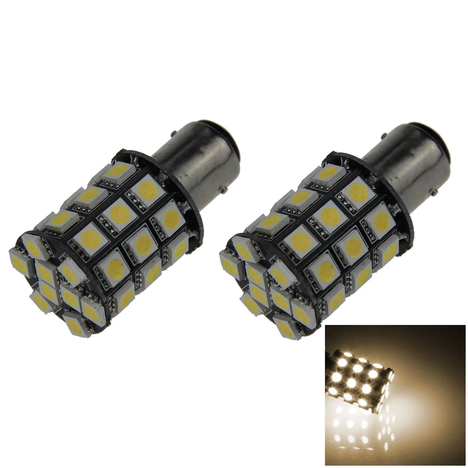 2x Warm white AUTO 1157 Brake Lamp Reversing Light 36 Emitters 5050 SMD LED 2057 P21/5W E011-WN