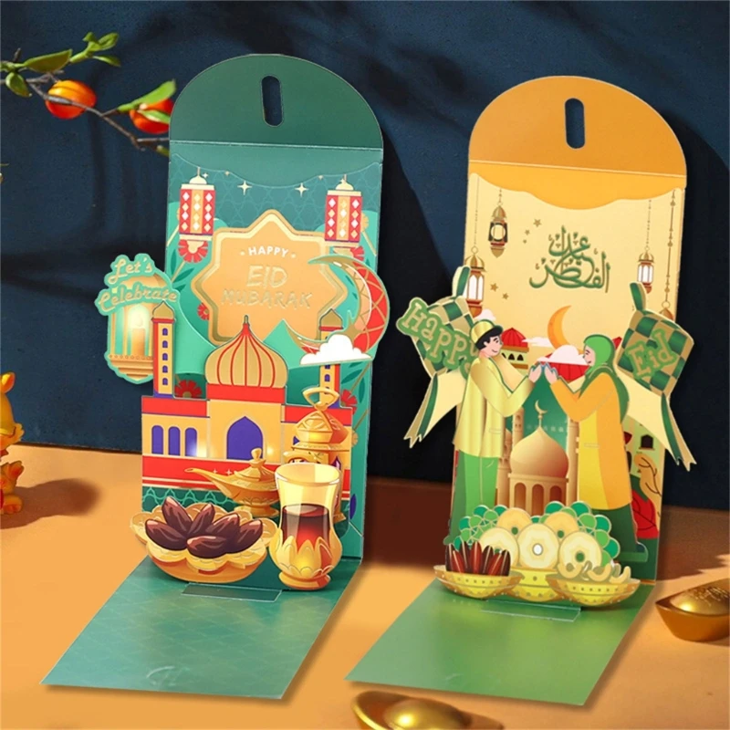 Paper 3D Redness Envelopes Symbolizing Wealth Money Packet Greeting Card Paper Hongbao Stylish Ramadans Decoration