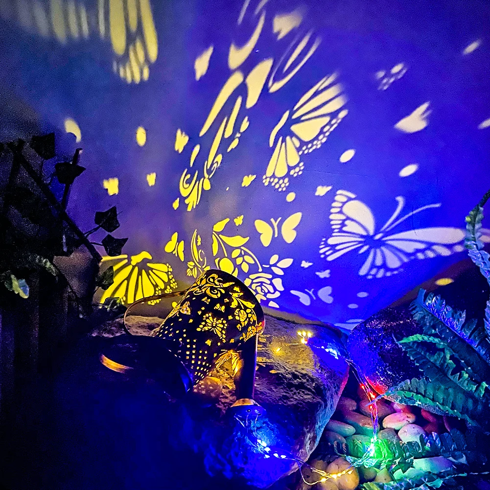 

Уличные водонепроницаемые фонари для душа, солнечная фея, лейка, солнечный чайник, проекционный светильник, винтажное металлическое украшение для сада