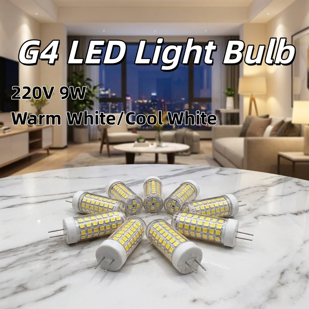 

10 шт./лот, светодиодные лампы G4 9 Вт, AC220V, LED-лампа типа «кукуруза» для домашнего освещения, SMD2835, угол рассеивания 360°, замена галогенных ламп для люстр