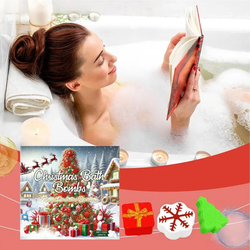 Christmas Bath Bombs 3 Pieces Bath Bombs Set Christmas Soap With Snowflake Shape Gentle Christmas Bath Bombs Christmas Bath Toys