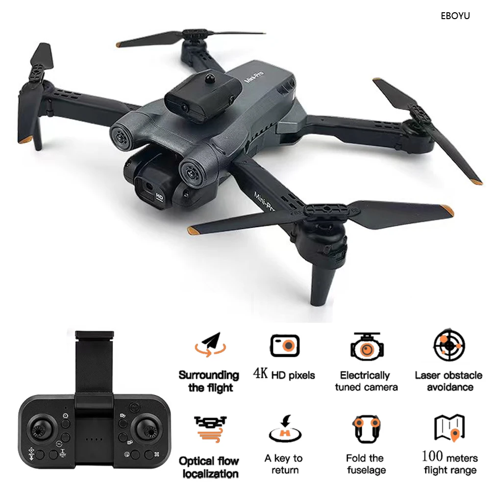 

EBOYU S11 RC Drone WiFi FPV ESC 4K Dual HD Cameras w/ 4 sides Avoid Obstacle Altitude Hold Foldable RC Quadcopter Drone Gift Toy