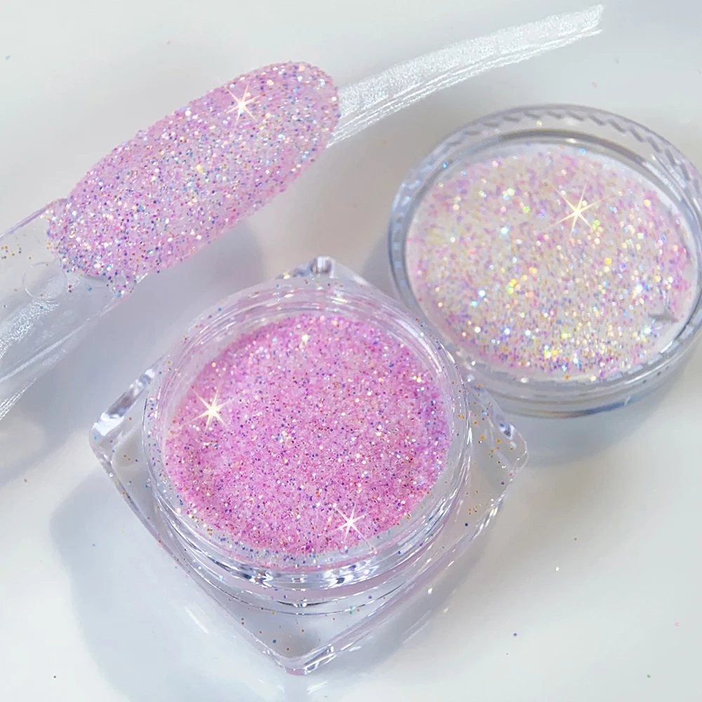 12 Gläser schimmerndes Zucker-Glitzerpulver für Nägel, bunter Bonbon-Mantel-Effekt, schillerndes Nail-Art-Pigment, Chrom-Staub, Reiben auf den Nägeln