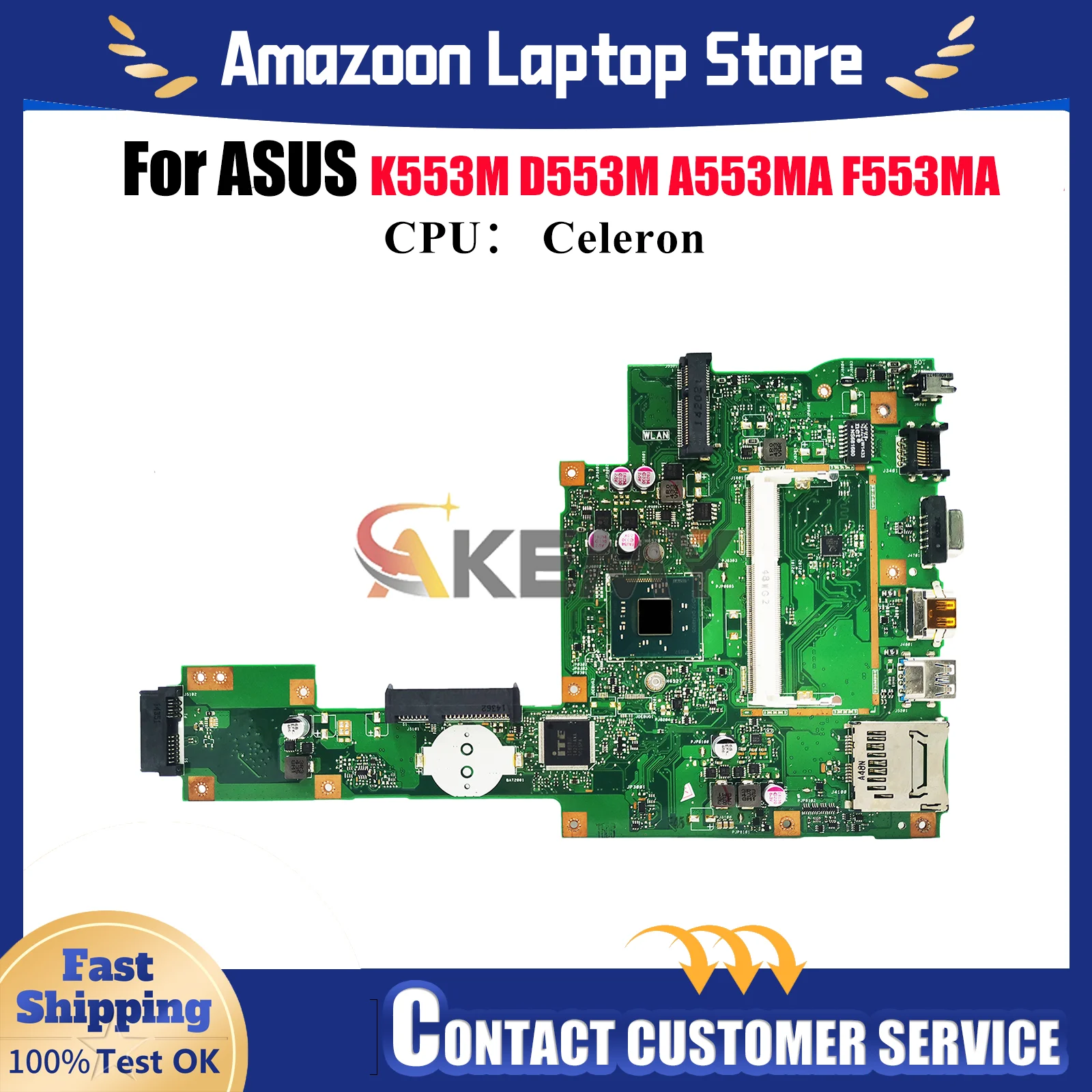 

X553MA Материнская плата для ноутбука ASUS VivoBook D553M X553MA K553M F553MA X553M A553MA Материнская плата с процессором Celeron 100% тесты OK stk