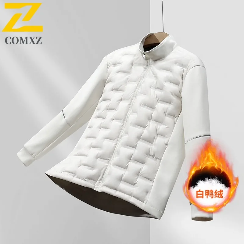 COMXZ الرجال سترة مبطنة بالقطن العصرية الدافئة خفيفة الوزن يندبروف ثلجي المشي لمسافات طويلة سترة مبطنة اليومية عالية الجودة الشتاء سترة