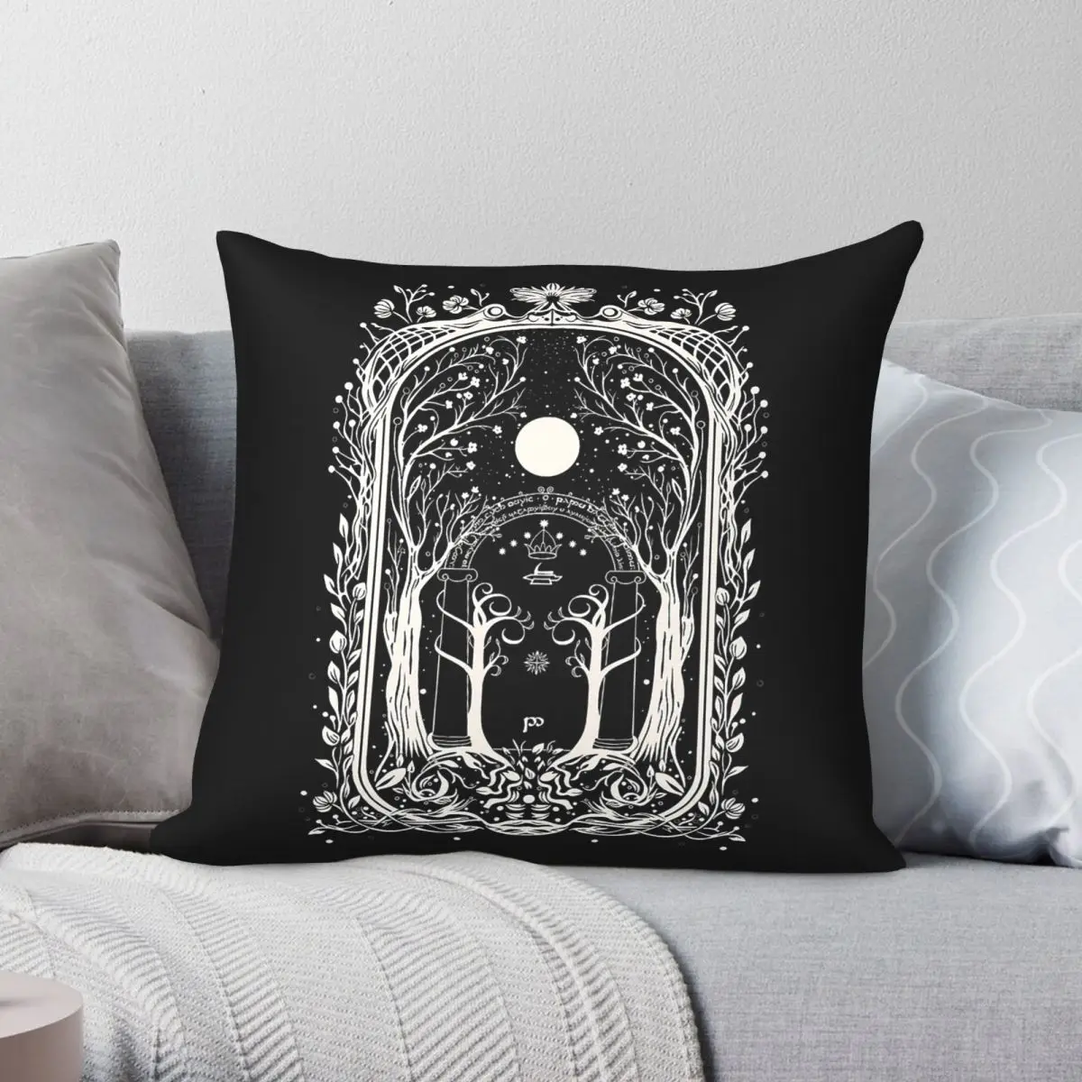 Fantasy Gate To Moria Square Pillowcase Polyester Linen Velvet Pattern Zip Decor Sofa Cushion Cover