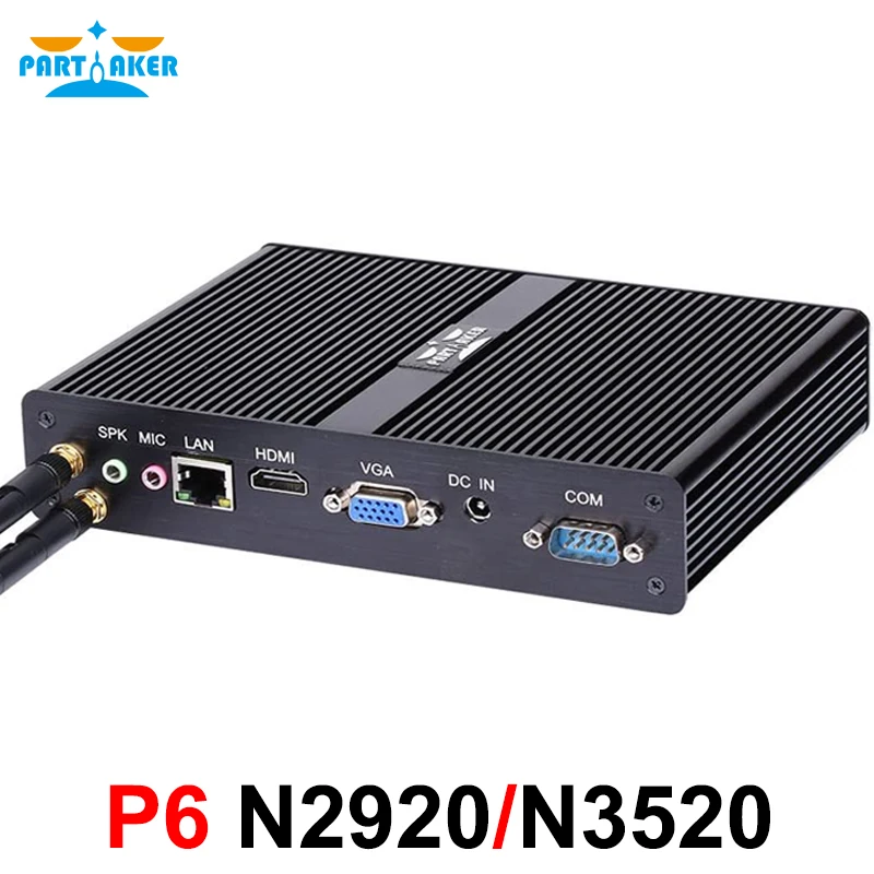 팬리스 미니 PC 인텔 셀러론 N2920 펜티엄 N3520, 윈도우 10 프로 AC 와이파이, 2 x COM VGA HDMI 디스플레이, USB3.0 4 x USB2.0 LAN 컴퓨터