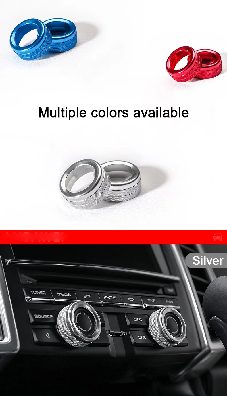 

2PCS Car Volume Radio Knob Cover For Porsche Macan S Turbo Cayenne Panamera S 911 Boxste Car Accessories Volume Knob Cover NEW