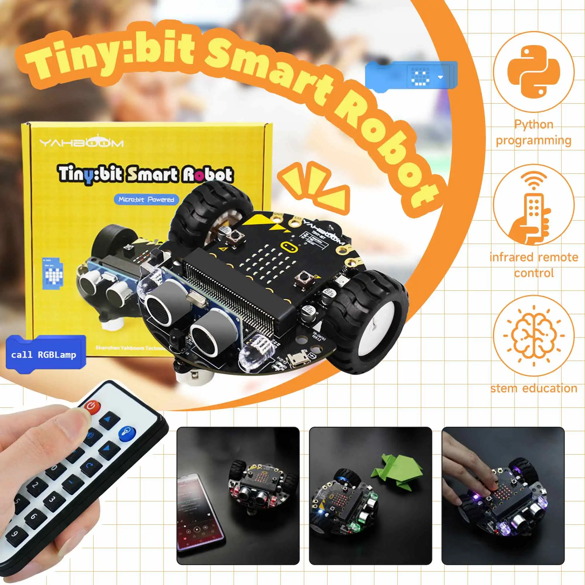 Micro:Bit V2 Smart Mini Robot Car Kit Coding for Kids Science Building Kit Learning Educational STEM Toy DIY Electronic Project