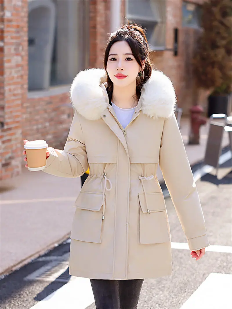 

Removable Down Padded Coat Women's Mid-Length Parka 2022 New Korean Loose Cotton Jacket Autumn Winter Windbreaker Abrigos T186