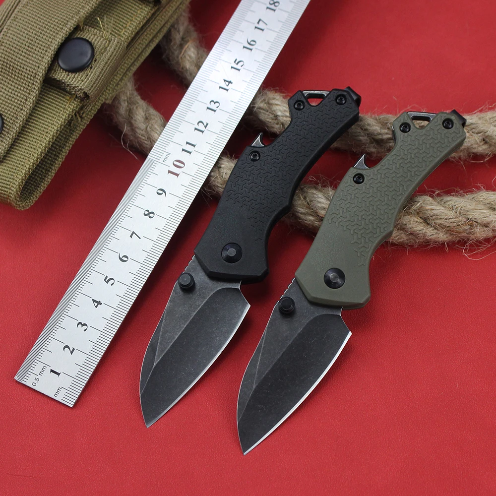 Couteau pliant de poche KS 8337 8Cr13Mov, lame Tanto, manche en Fiber de Nylon avec ouvre-bouteille, couteaux de cuisine utilitaires polyvalents EDC