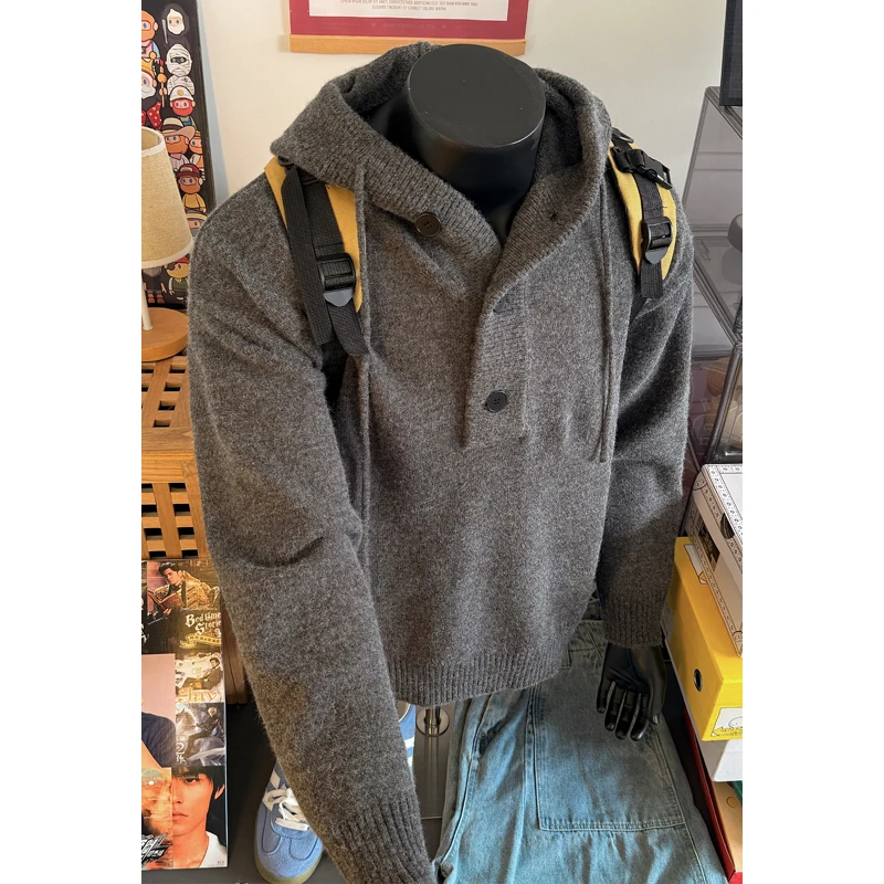 سترة صوفية برباط وإبزيم فضفاض كاجوال بقلنسوة وسترات شتوية بقلنسوة للرجال والنساء