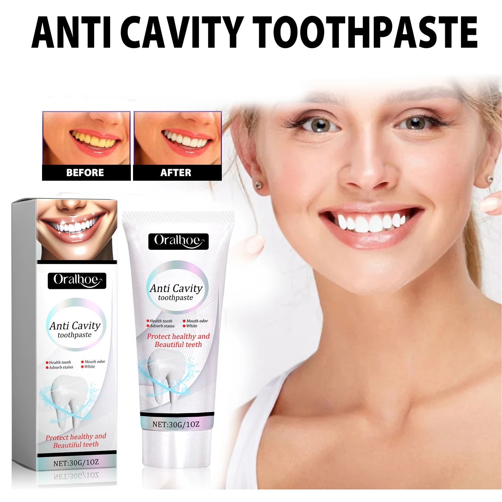 

Anti Cavity Toothpaste Yellow Teeth Removal Tartar Deep Cleansing Tooth Reduce Bad Breath Fresh Breath Whitening Toothpaste 30g