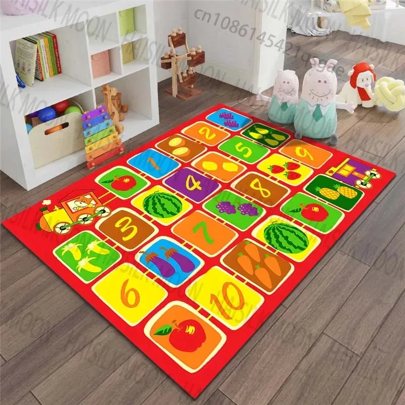 Cartoon ABC Letter and Number Learning Print Rug Carpets for Bedroom Living Room Sofa Mat Creative Door Mat Cloakroom