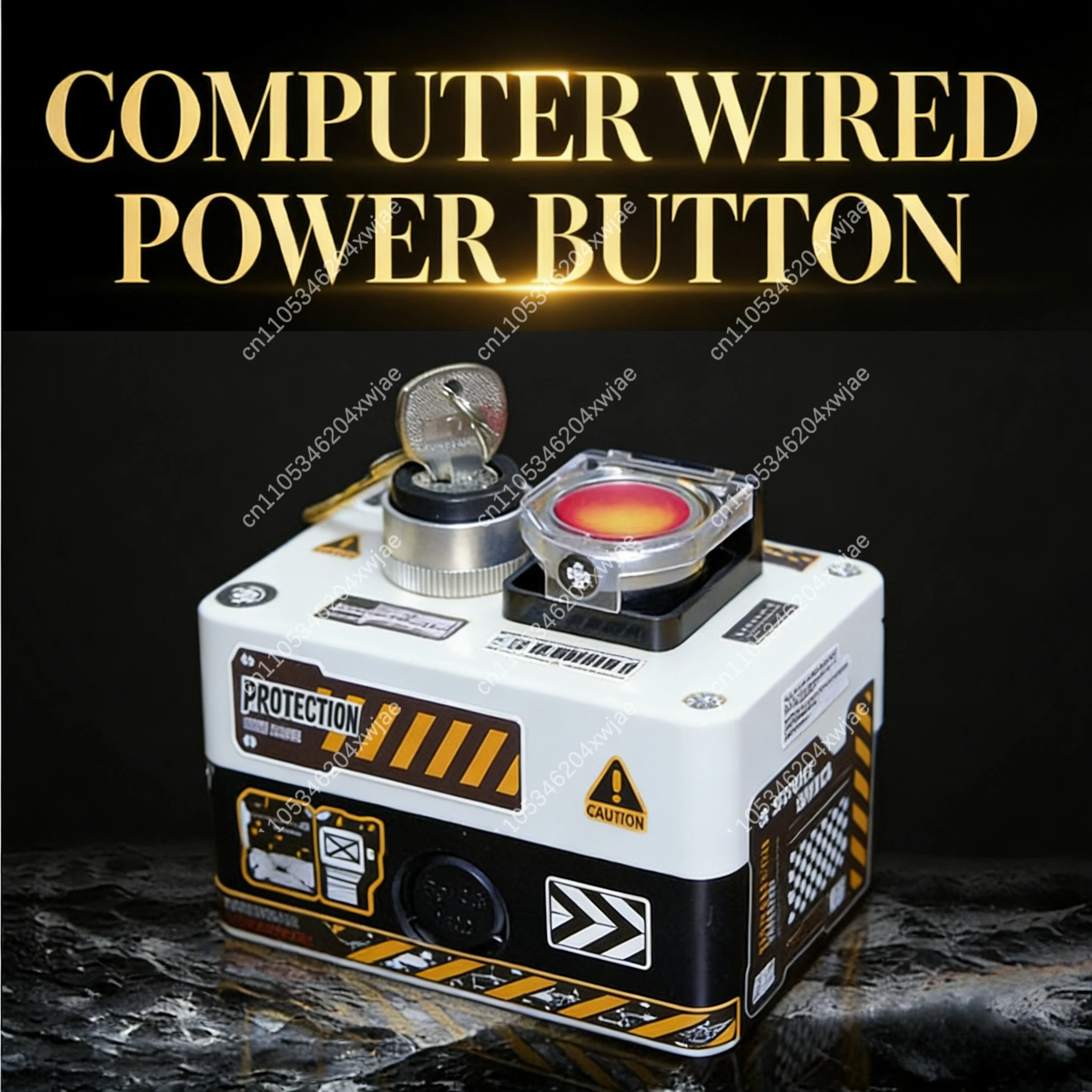 External PC Power Switch with LED, Wired Desktop Computer Button with Dual Safety, Industrial Style Big Start Key for Case